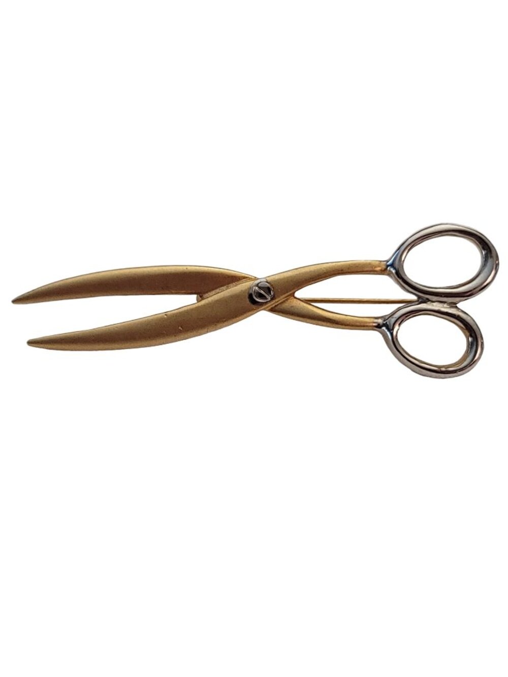 Gold Tone, Silver Tone Scissors Brooch Pin E879